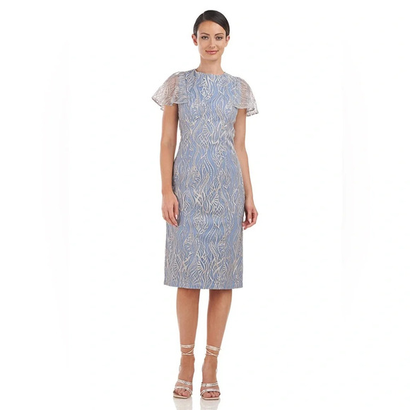 JS Collections Women's Meadow Cocktail Dress color denim bark Sz : 4 - Picture 1 of 14